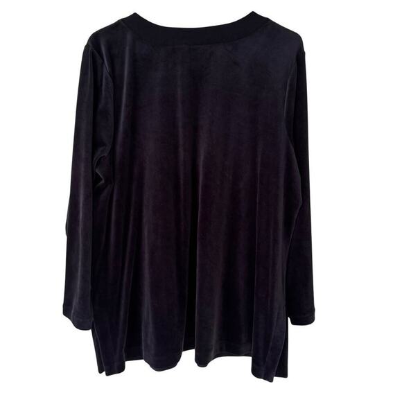 J.Jill Womens Velvet Top Size XL Black Pure Jill Comfy Casual Classic Boho Shirt - Picture 4 of 8